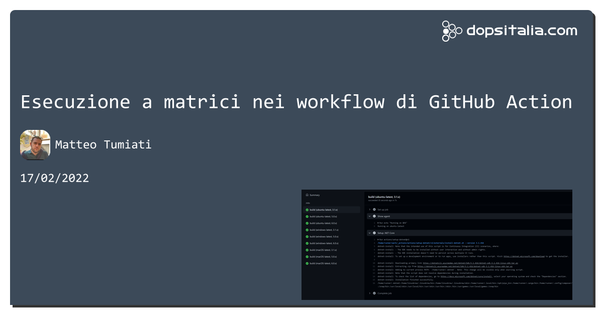 Esecuzione a matrici nei workflow di #github Action https://aspit.co/can di @xTuMiOx #azuredevops #netcore2 #netcore3