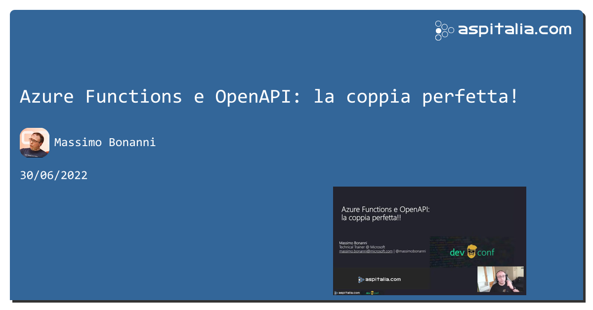 #azurefunctions e OpenAPI: la coppia perfetta! https://aspit.co/ccm