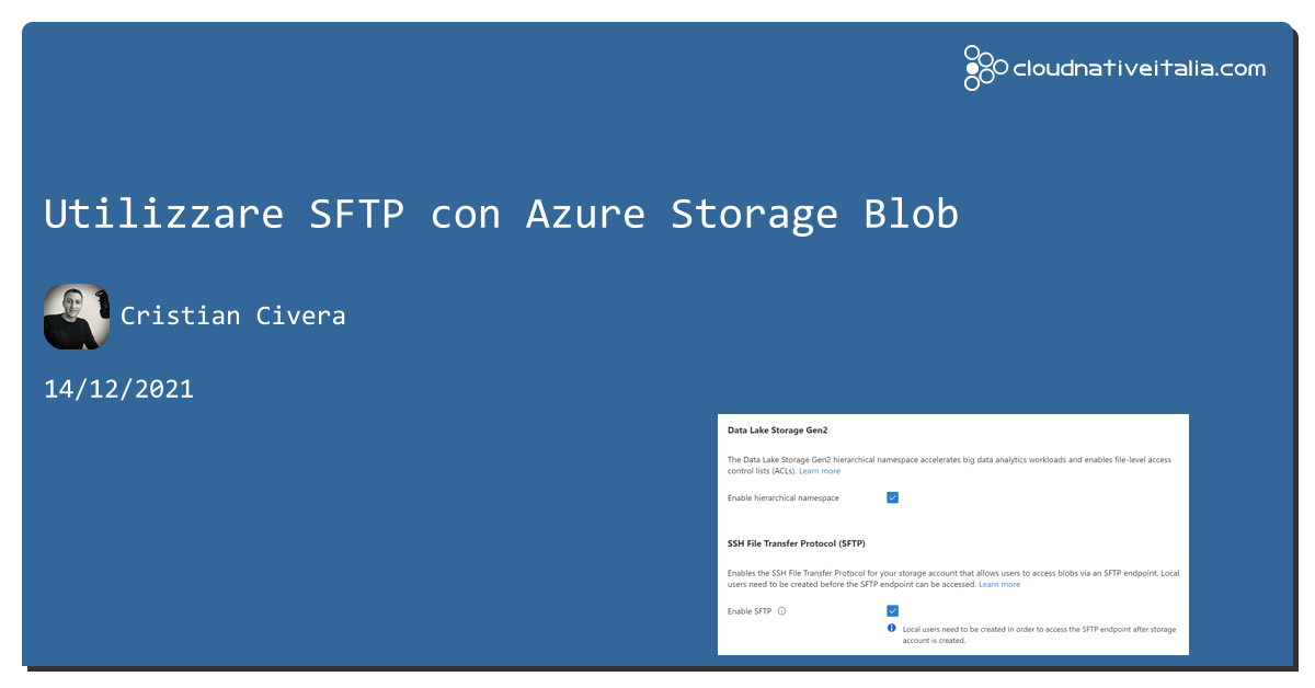 Utilizzare SFTP con #azure Storage Blob https://aspit.co/b9u di @CristianCivera