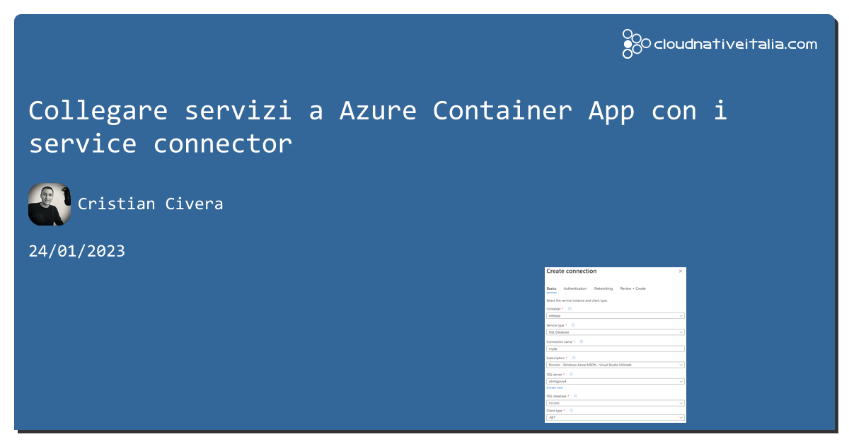 Collegare servizi a #azure Container App con i service connector https://aspit.co/cel di @CristianCivera #containers