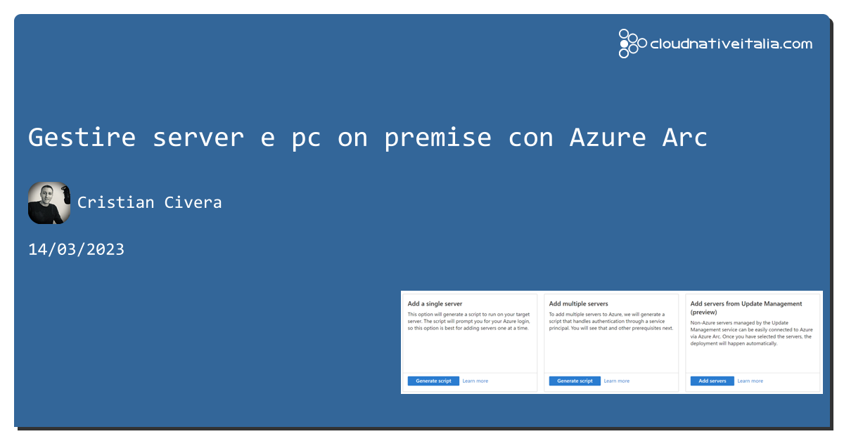 Gestire server e pc on premise con #azure Arc https://aspit.co/cfh di @CristianCivera