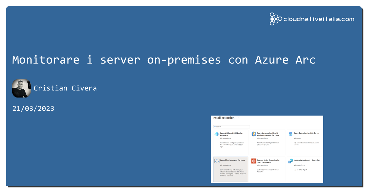 Monitorare i server on-premises con #azure Arc https://aspit.co/cfm di @CristianCivera