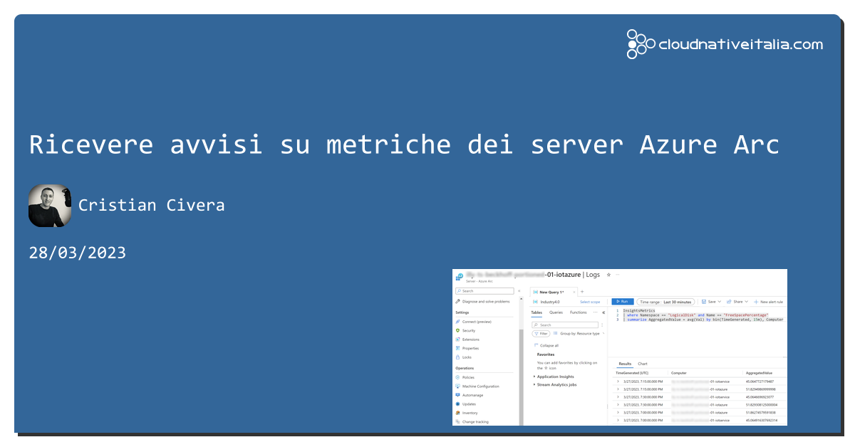 Ricevere avvisi su metriche dei server #azure Arc https://aspit.co/cfr di @CristianCivera