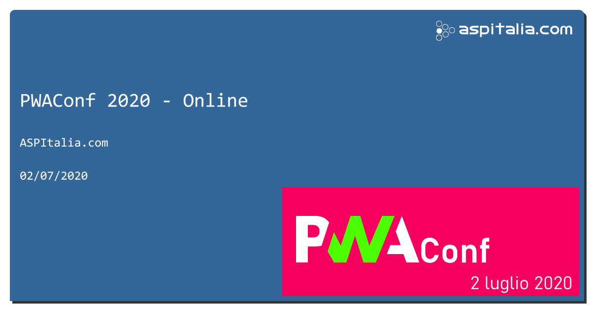 sono online tutte le registrazioni di #PWAConfIT #aspilive. https://aspit.co/PWAConf-20 le trovate, insieme a oltre 100 ore di altri contenuti audio e video, nel nostro canale su https://media.aspitalia.com/