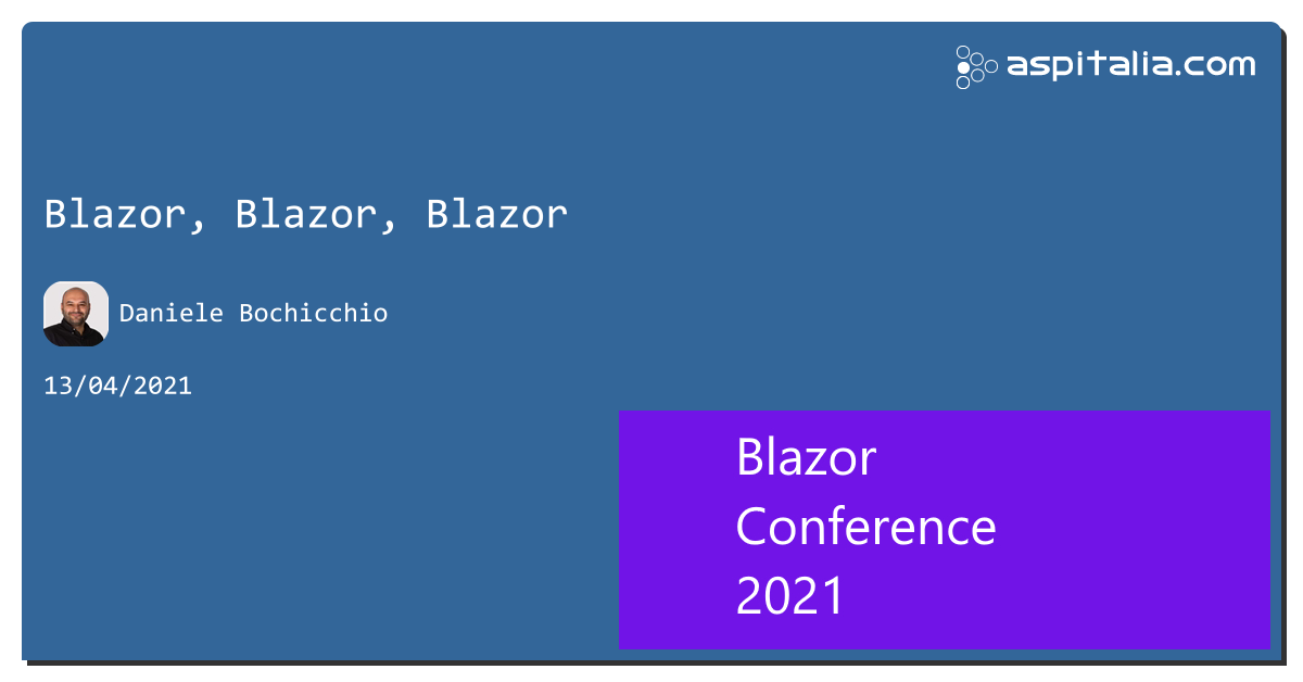 sta iniziando la nostra #Blazor Conference 2021 #aspilivehttps://aspit.co/BlazorConf-21 @dbochicchio e poi tutte le sessioni!