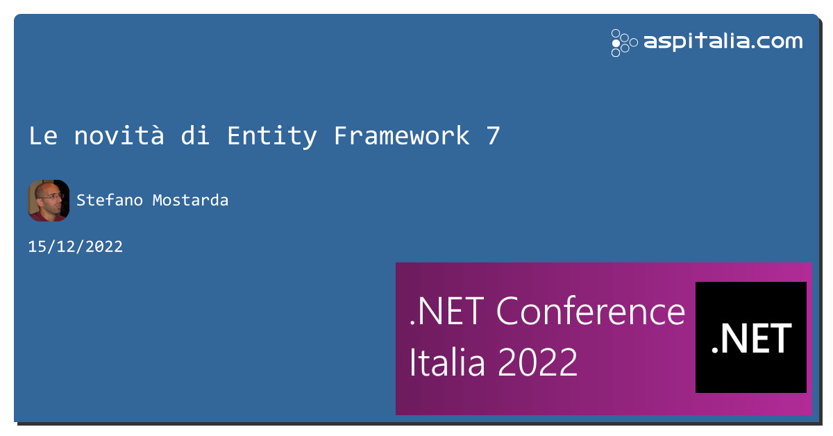 Track 1: le novità di entity framework 7 con @sm15455 Track 2: live talk con @dbochicchio e i suoi ospiti Siamo in live streaming da: https://aspit.co/netconf-22 #aspilive #netconfit